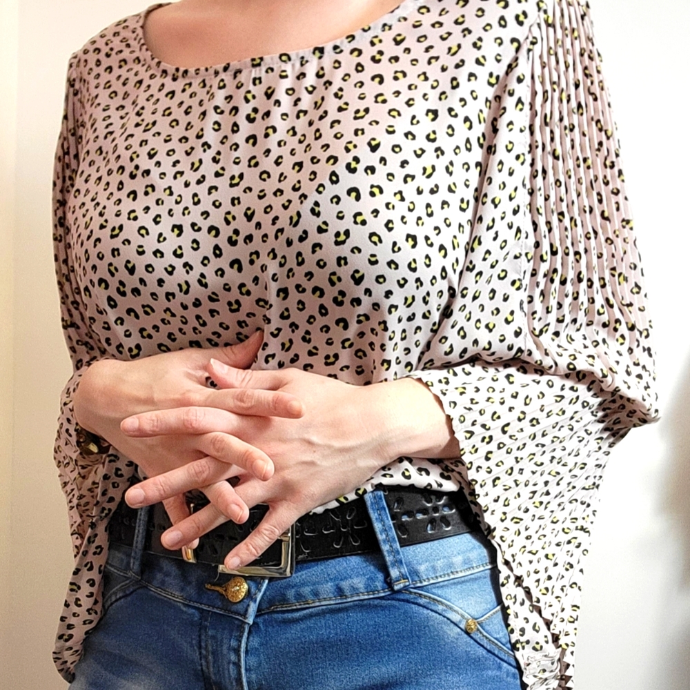 Cheetah Print Bell Sleeve Blouse